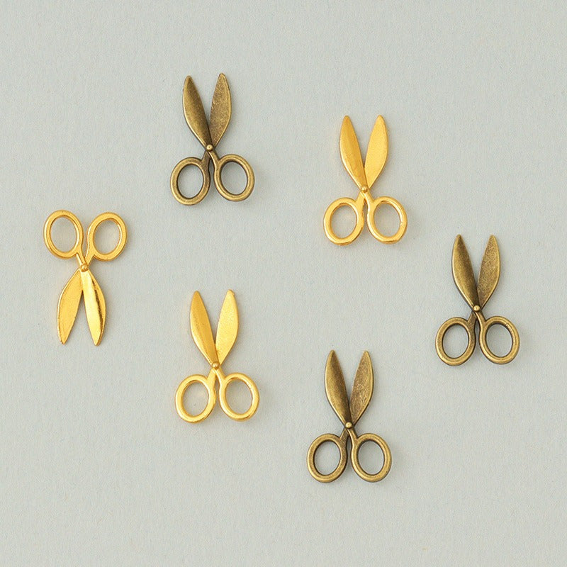 2pcs Dollhouse Mini Scissors Bronze Toy Alloy Desktop Ornament