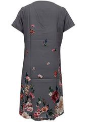 Floral Print Plus Size Notched Neck Short Sleeve Dress