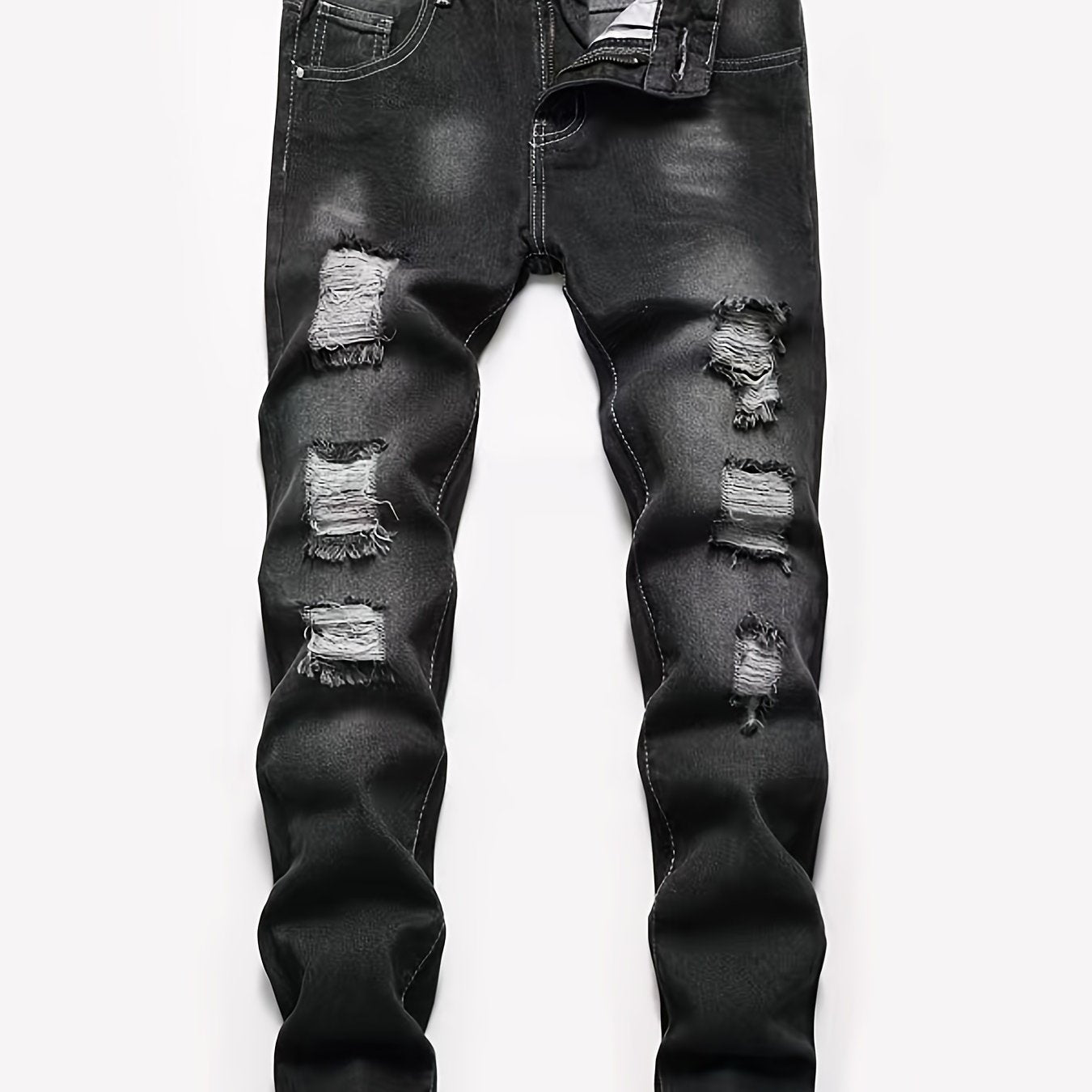 Boys Distressed Jeans Skinny Fit Washed Denim Pants