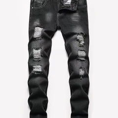 Boys Distressed Jeans Skinny Fit Washed Denim Pants
