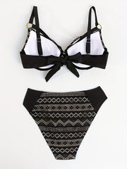Geo Print Strappy Bikini Set