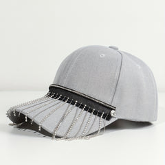 Tassel Hip Hop Baseball Cap Gray Y2K Sun Hat Sunscreen Dad Hats