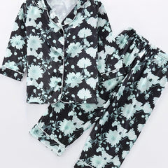 Girls Floral Print Long Sleeve Top & Pants Pajamas Set