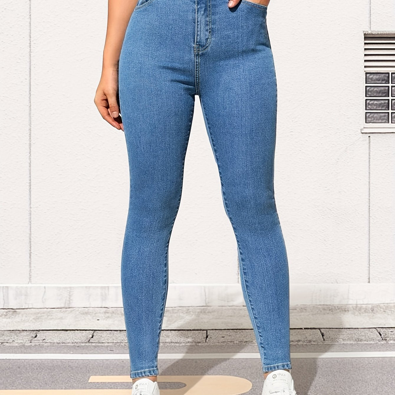 Mid Waist Skinny Jeans Slim Fit High Waist Versatile Denim Pants