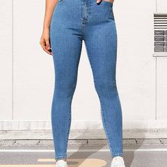 Mid Waist Skinny Jeans Slim Fit High Waist Versatile Denim Pants