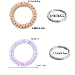 Stretchable Wristband Keychain Spiral Hair Tie Elastic Band Bracelet Key Holder