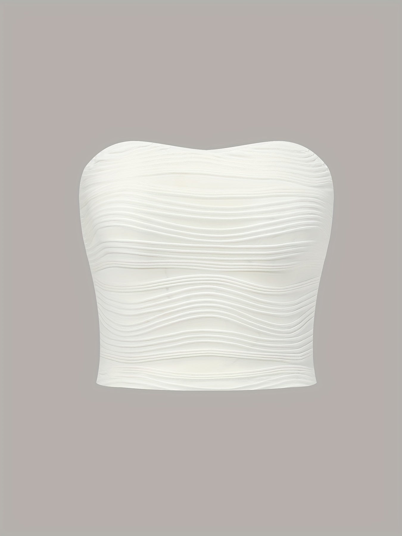Wavy Textured Tube Top Off Shoulder Slim Top