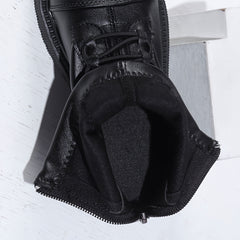 Vintage Solid Boots With Zipper For Girls