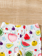 Toddler Girls Fruit Graphic Elastic Waist Casual Sports Biker Shorts