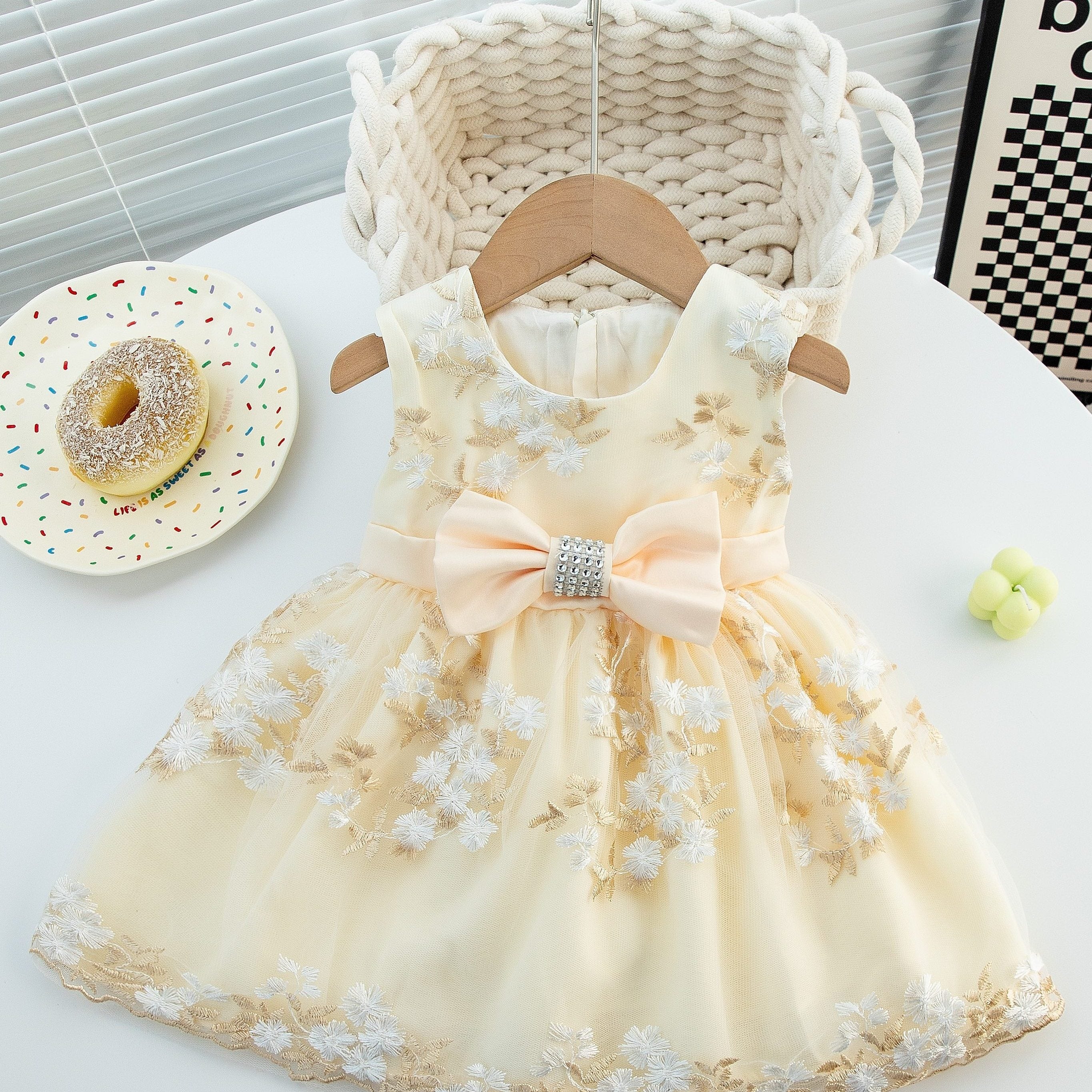 Mesh Princess Dress Embroidered Summer Puffy Cami Dress