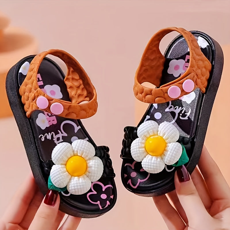 Girl's Sweet Summer Sandals with Flower Pattern