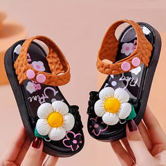 Girl's Sweet Summer Sandals with Flower Pattern