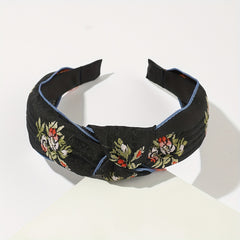 Chinese Style Flower Embroidery Headband Wide Head Hoop Hair Band