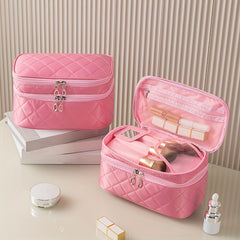 Double Layer Travel Cosmetic Case Waterproof Makeup Bag Organizer