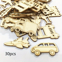 30pcs 45mm Car Aircraft Wood Chips for Scrapbooking Decoration DIY Accessories