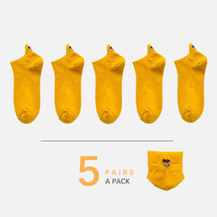 5 Pairs Funny Expression Ankle Socks Women's Casual Low Cut Stockings