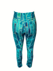 Geo Print Skinny Leggings Casual Elastic Waist Stretchy Leggings