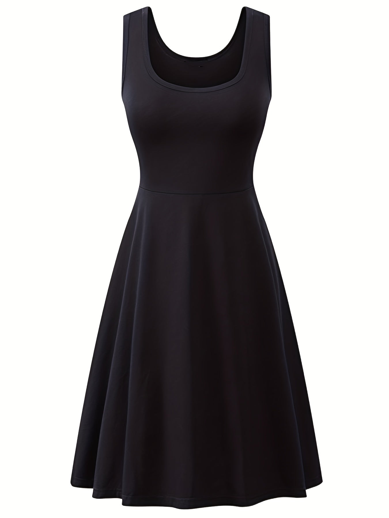 Basic Tank Dress Women's Plus Round Neck Solid Tank Dress