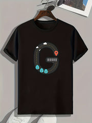 G Pattern Print Men's Comfy Sports T-shirt Graphic Tee