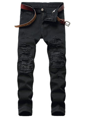 Mens Ripped Slim Fit Casual Jeans