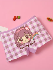 4pcs Cartoon Girl Print Boxer Briefs for Kids
