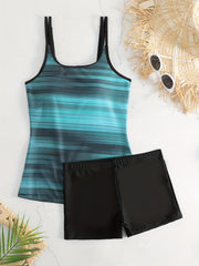 Striped Tankini Set Women's Two Piece Swimsuit