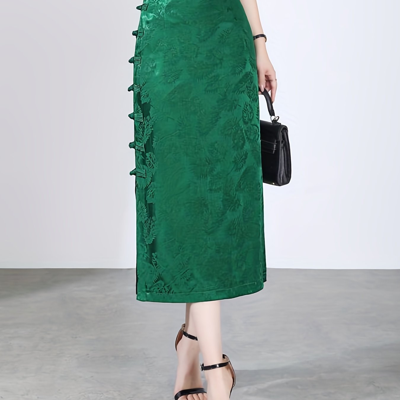 Vintage Split Skirt with Side Buckle for Women