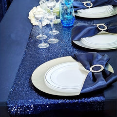 Navy Sequin Table Runner Rectangle Glitter Table Runner