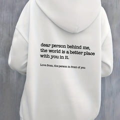Letter Print Kangaroo Pocket Hoodie Casual Long Sleeve Drawstring Hoodies