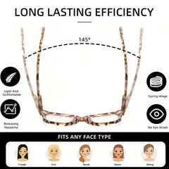 3 Pairs Reading Glasses Anti Light Reader Spring Hinge Retro + 3 Felt Pack