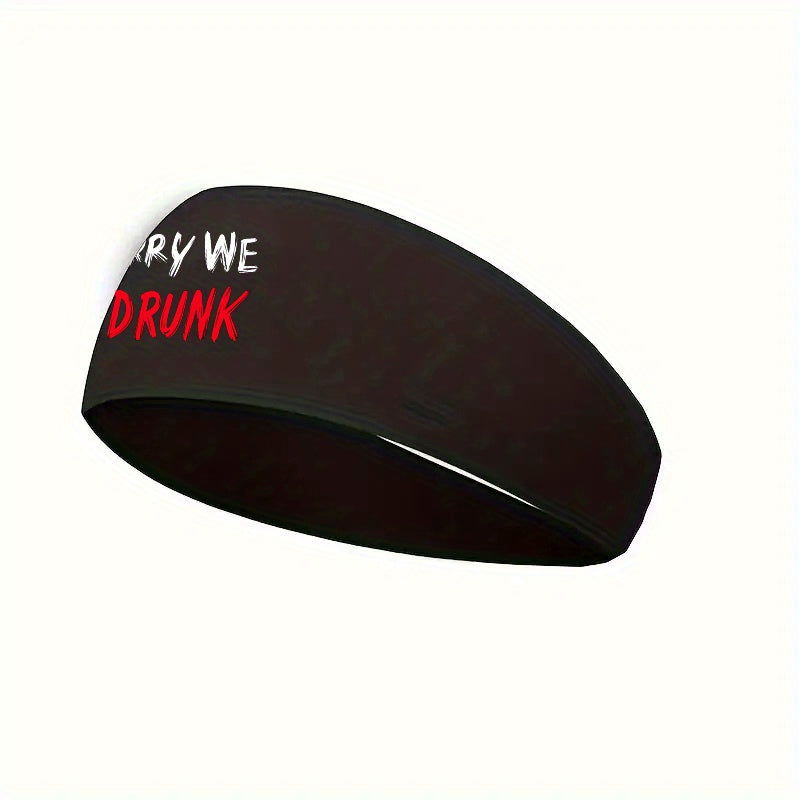 1pc Sorry We're Drunk Print Sports Headband Breathable Mesh Reusable Washable