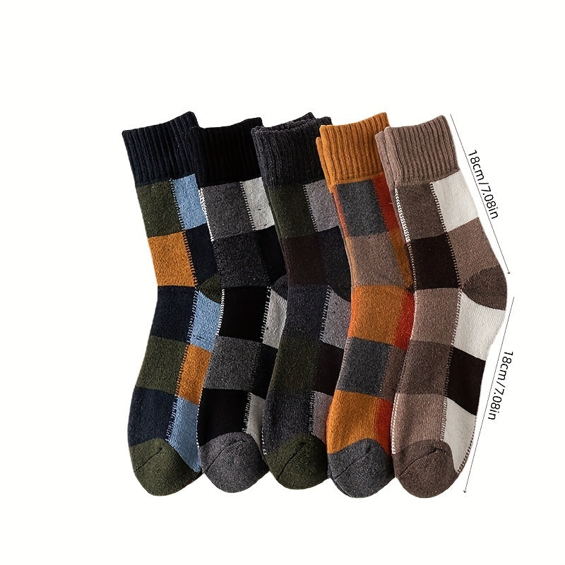 5 Pairs Ruffle Plaid Rabbit Wool Warm Socks