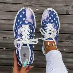 Women's Tie Dye StarPattern Skate Shoes Lightweight Non-Slip Board Shoes
