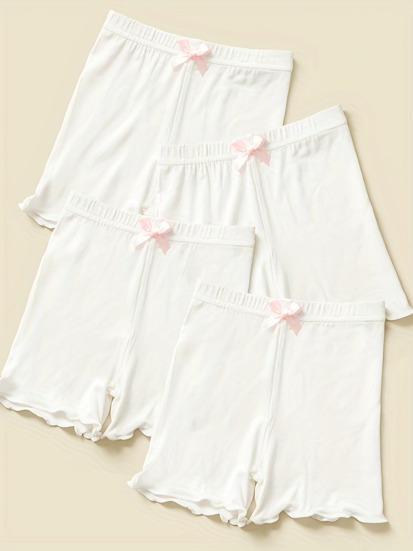 4pcs Girls Bowtie Bottoming Safety Shorts Elastic Waist