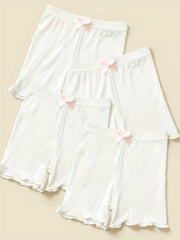 4pcs Girls Bowtie Bottoming Safety Shorts Elastic Waist
