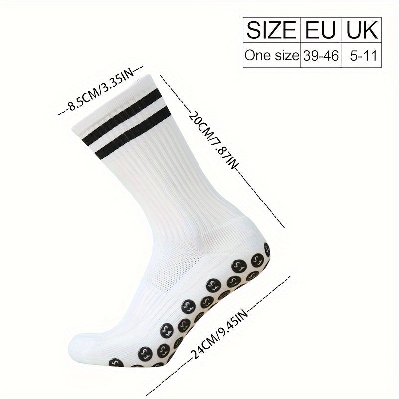 1pair Striped Football Socks Non-slip Soccer Socks Grip Socks
