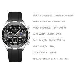 Multifunctional Sports Chronograph Quartz Watch Men's Waterproof Watch