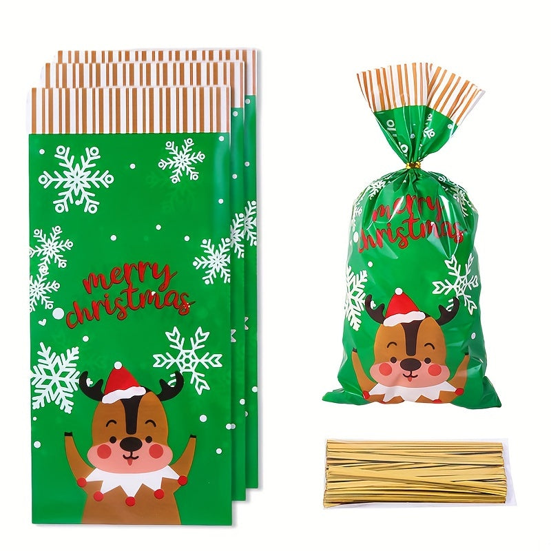 50pcs Christmas Candy OPP Packaging Bag Santa Claus Snowflake Gift Bag