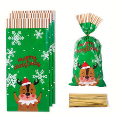 50pcs Christmas Candy OPP Packaging Bag Santa Claus Snowflake Gift Bag
