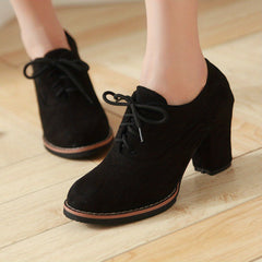 Women's Lace-Up Block Heel Pumps Comfortable Closed Toe Oktoberfest Dress Shoes