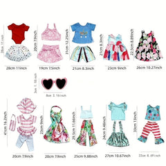 18 Inch Doll Clothes and Accessories Set - 10 Outfits and Glasses