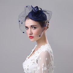 Retro Feather Veil Mesh Flower Hat for Women
