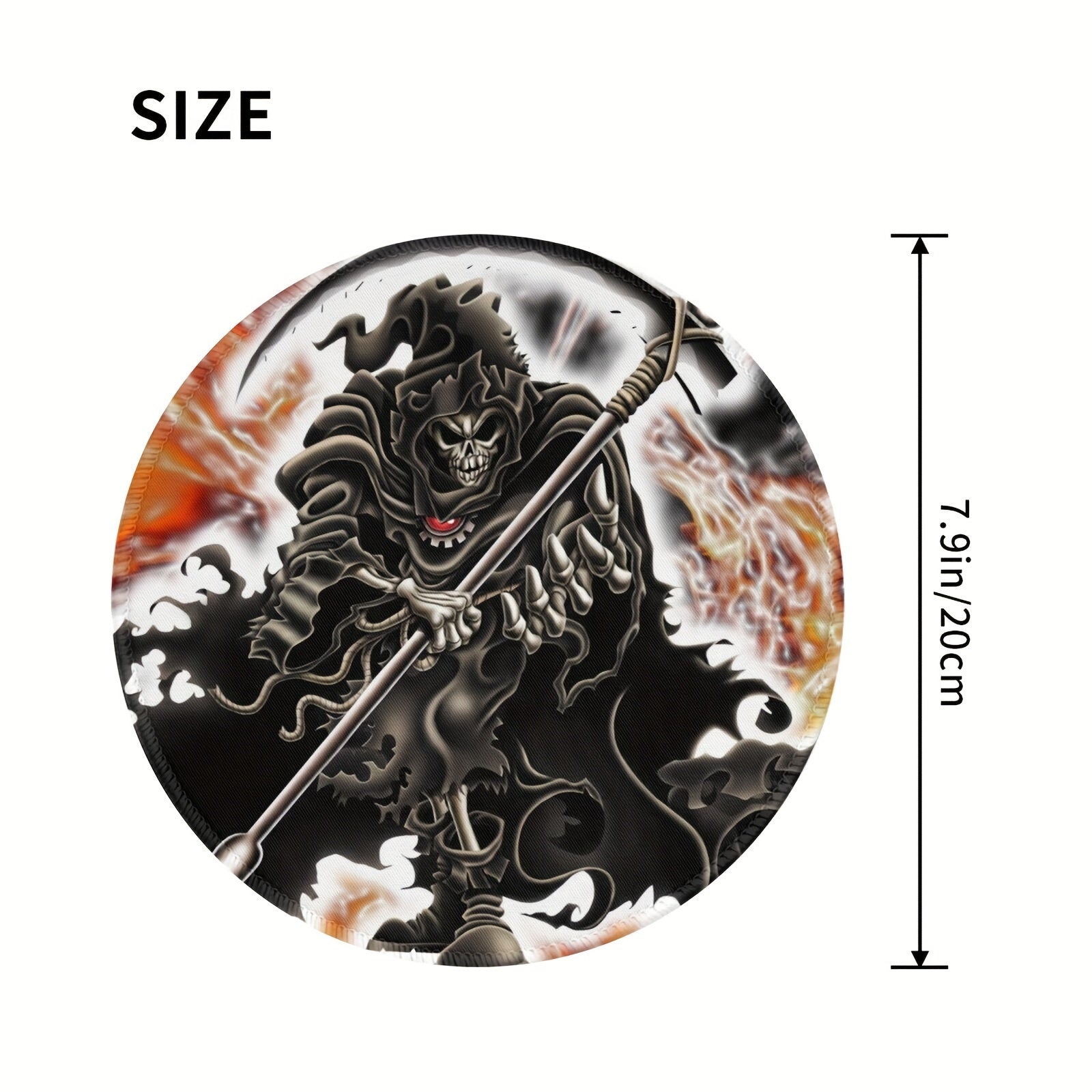 Death Version Style Round Sewn Edge Mouse Pad for Office Work and Gaming