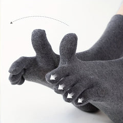 4 Pairs Solid Toe Socks Five Finger Crew Socks for Running Athletic Women's