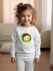 Cartoon Snowman Print Long Sleeve Sweatshirt Girls Pullover