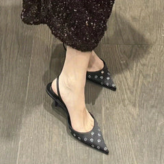 Stiletto Heels Point Toe Slingback Shoes