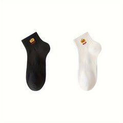2 Pairs Pumpkin Print Socks Halloween Short Socks Women's Stockings