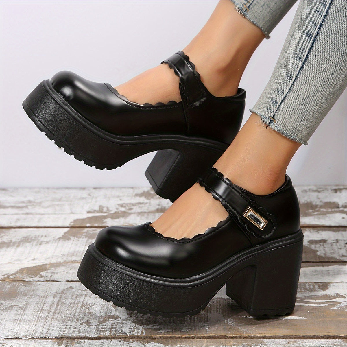 Platform High Heels Round Toe Chunky Heel Mary Jane Lolita Shoes