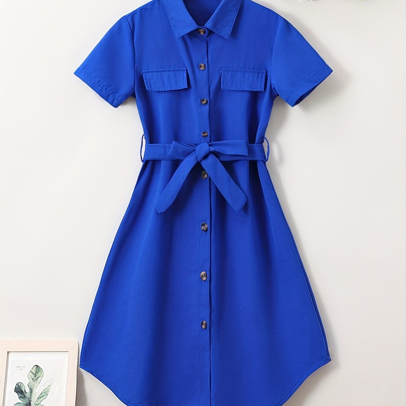 Girls' Short Sleeve Tunic Dress Party School Clothes