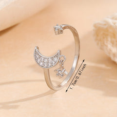 Moon Star Ring Inlaid Zircons Light Jewelry For Female